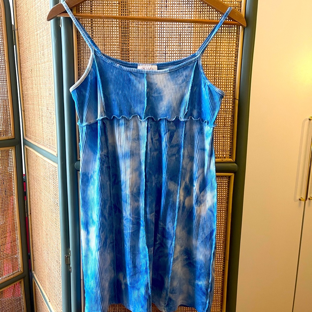 Blue Tie-Dye Kids Casual Dress